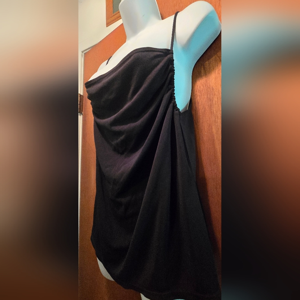 Banana Republic Black Ruched Side Adjustable Vintage Slinky Tank Top SzXL - Picture 3 of 6